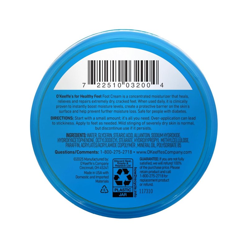 O'Keeffe's Foot Cream for Healthy Feet - 3.2 oz Jar | Repair Extremely Cracked, Dry Skin