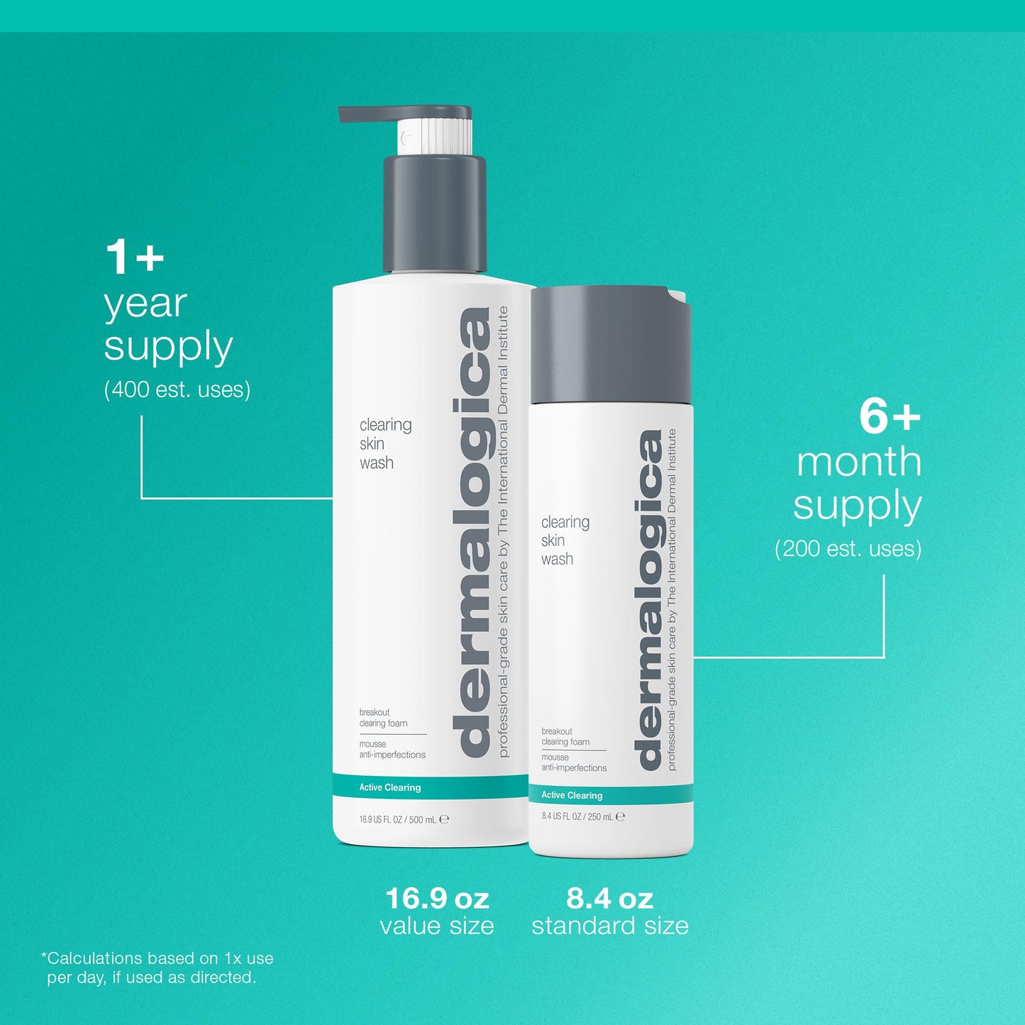 Dermalogica Clearing Skin Wash, Acne Face Wash with Salicylic Acid BHA and Tea Tree Oil - Foaming Cleanser for Oily, Combination, and Breakout-Prone Skin, 16.9 fl oz