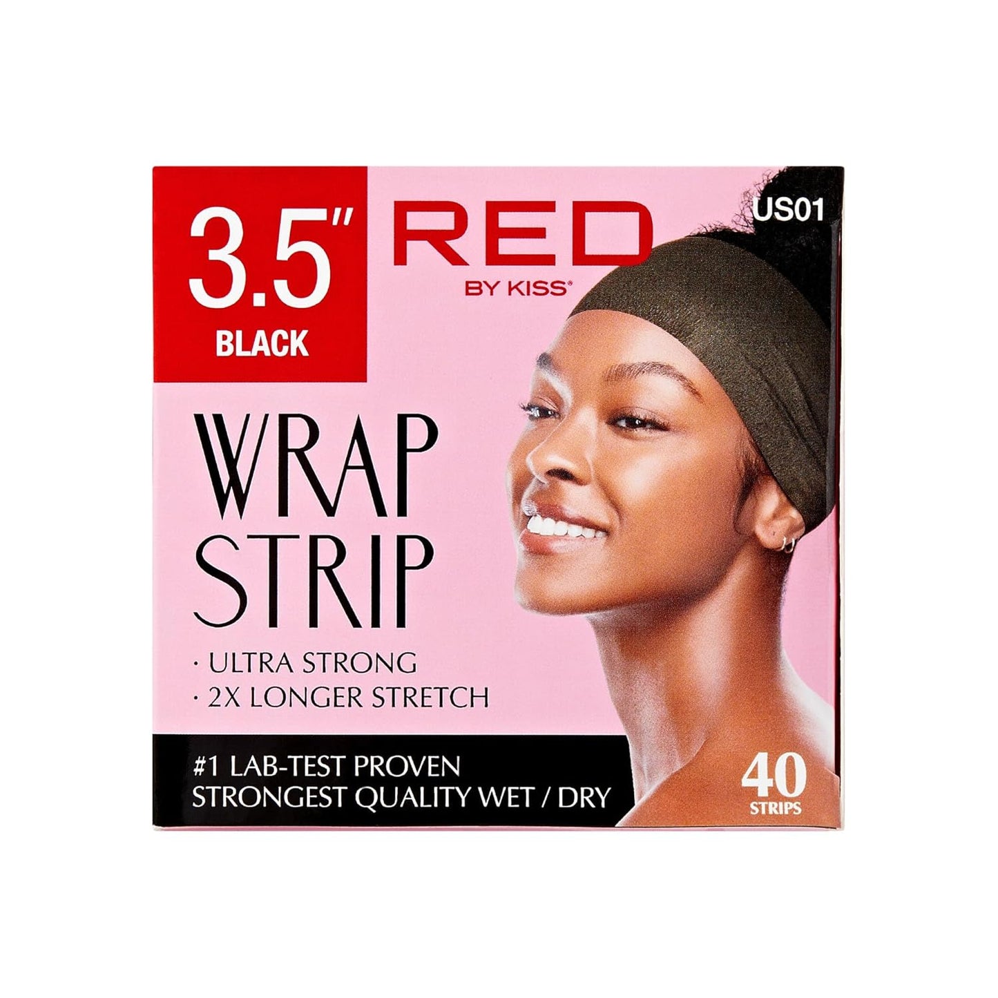 Red by Kiss Hair Wrapping Strip, Ultra Strong 2X Longer Stretch, 40 Strips, Suitable for Wet/Dry Hair, White, Styling Paper for Sleek Hairstyles (3.5", Black, 1 PACK)