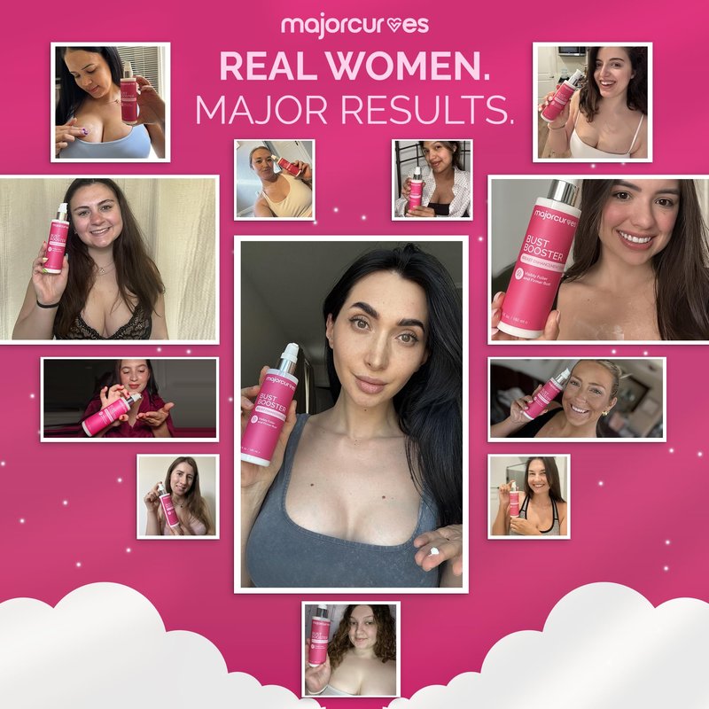 Major Curves Bust Booster Breast Enhancement Cream – Firming and Lifting Formula for Bigger, Fuller, Rounder Curves and Volume – Natural Bust Enhancer for Women – Made in USA