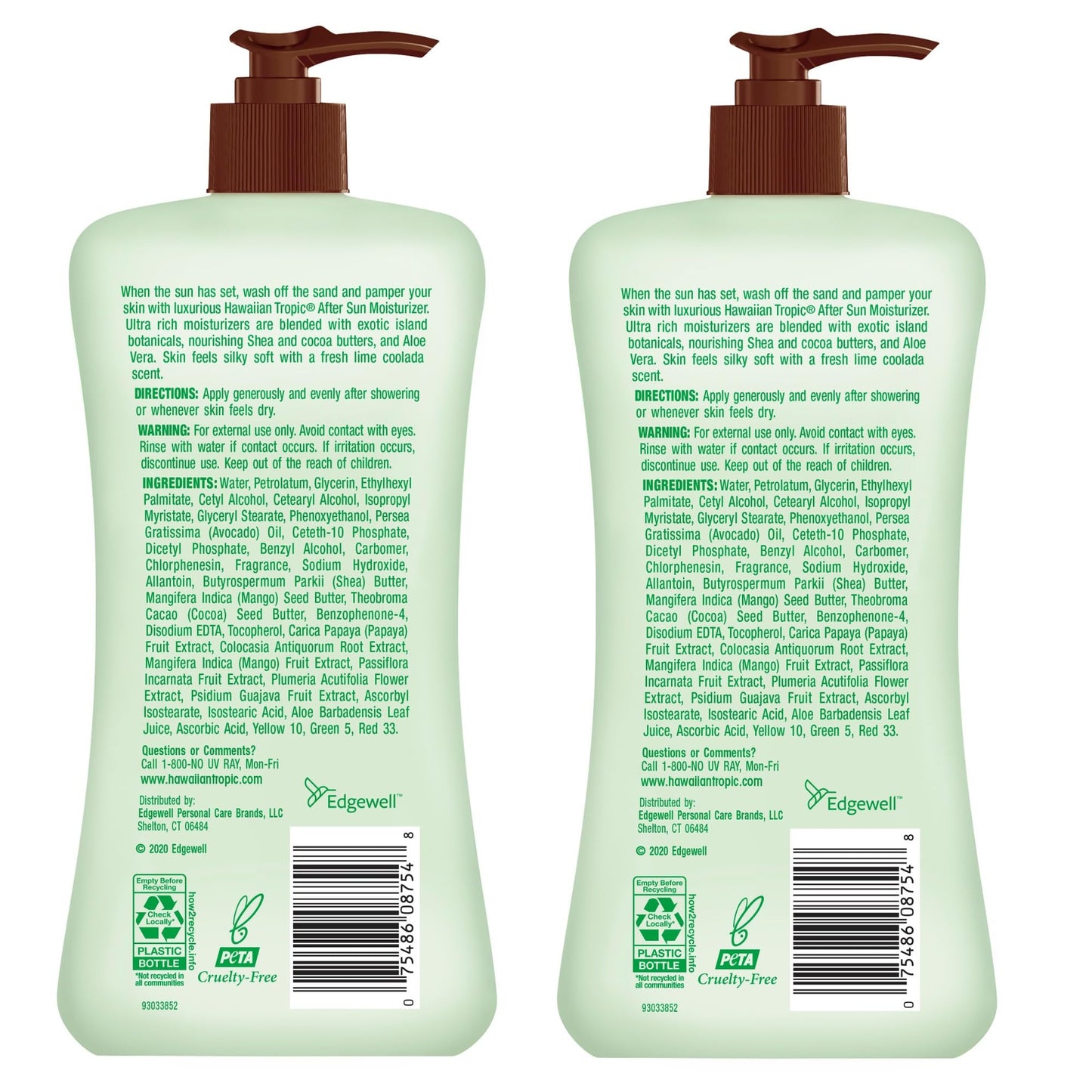 Hawaiian Tropic Lime Coolada After Sun Lotion | After Sun Care, Skin Care, Daily Moisturizing Lotion with Aloe, Cocoa Butter & Shea Butter, 16 Fl Oz each Twin Pack