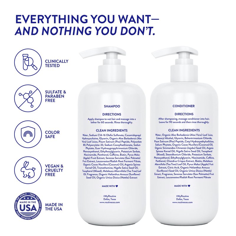 Routine Wellness Anti-Thinning Volumizing Shampoo and Conditioner Set for Thinning Hair & Hair Loss - Grow Your Confidence with Biotin & DHT Blockers - Berry Bloom & Citrus Set