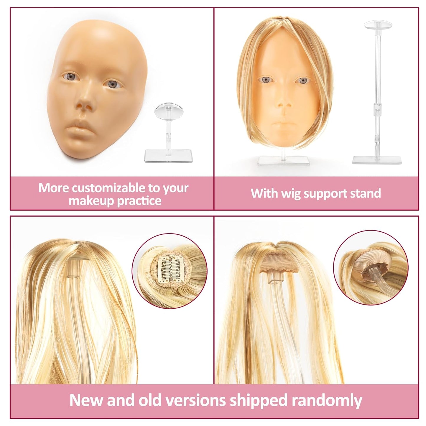 Silicone Makeup Practice Face - Realistic Reusable Mannequin Head with Full Kit, Wigs & Lashes for Beginners | Ideal for Kids & Beauty Students