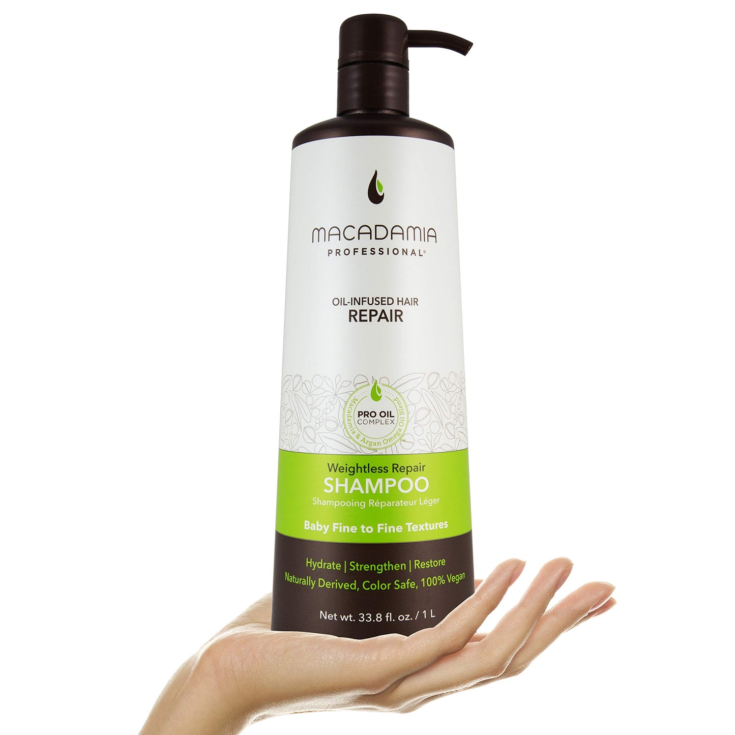 Macadamia Professional Weightless Repair Hair Shampoo – Hydrating Shampoo for Fine, Thin & Color-Treated Hair, Care Products, Vegan & Sulfate Free, 33.8 fl oz