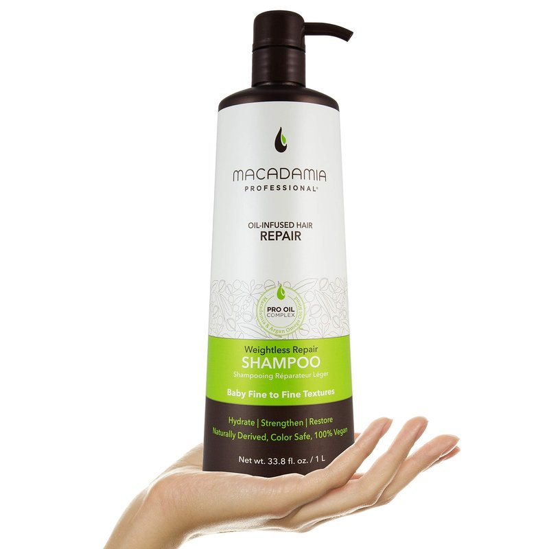 Macadamia Professional Weightless Repair Hair Shampoo – Hydrating Shampoo for Fine, Thin & Color-Treated Hair, Care Products, Vegan & Sulfate Free, 33.8 fl oz