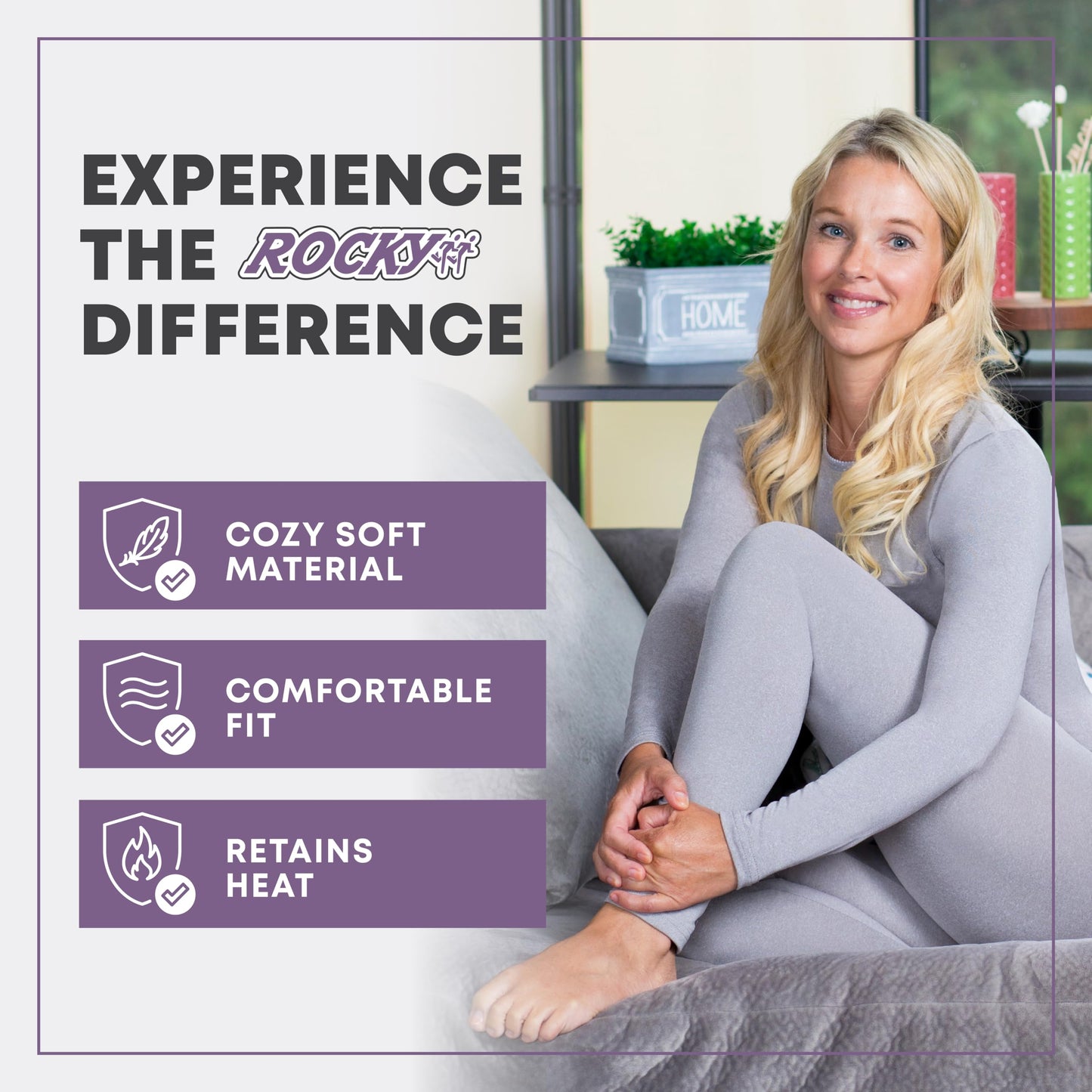 Rocky thermal underwear women long johns womens thermals top bottom set fleece lined under wear clothes base layer thermals women cold weather winter ski (Zig Zag Design - Medium)