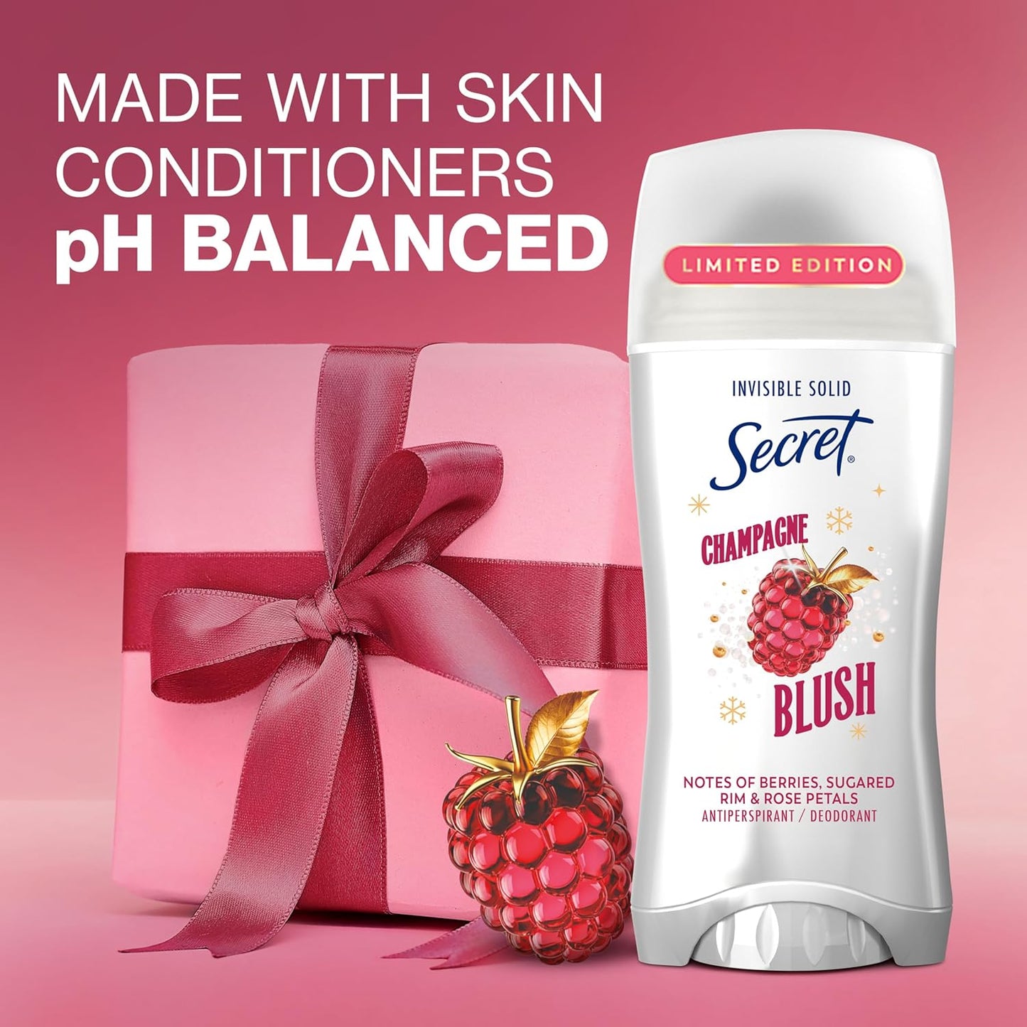 Secret Fresh Antiperspirant Deodorant for Women, 72hr Breathable Sweat & Odor Protection, Instant Freshness & Gentle, PH Balancing Minerals, Invisible Solid, Sweet Nectarine Scent, 2.6 oz
