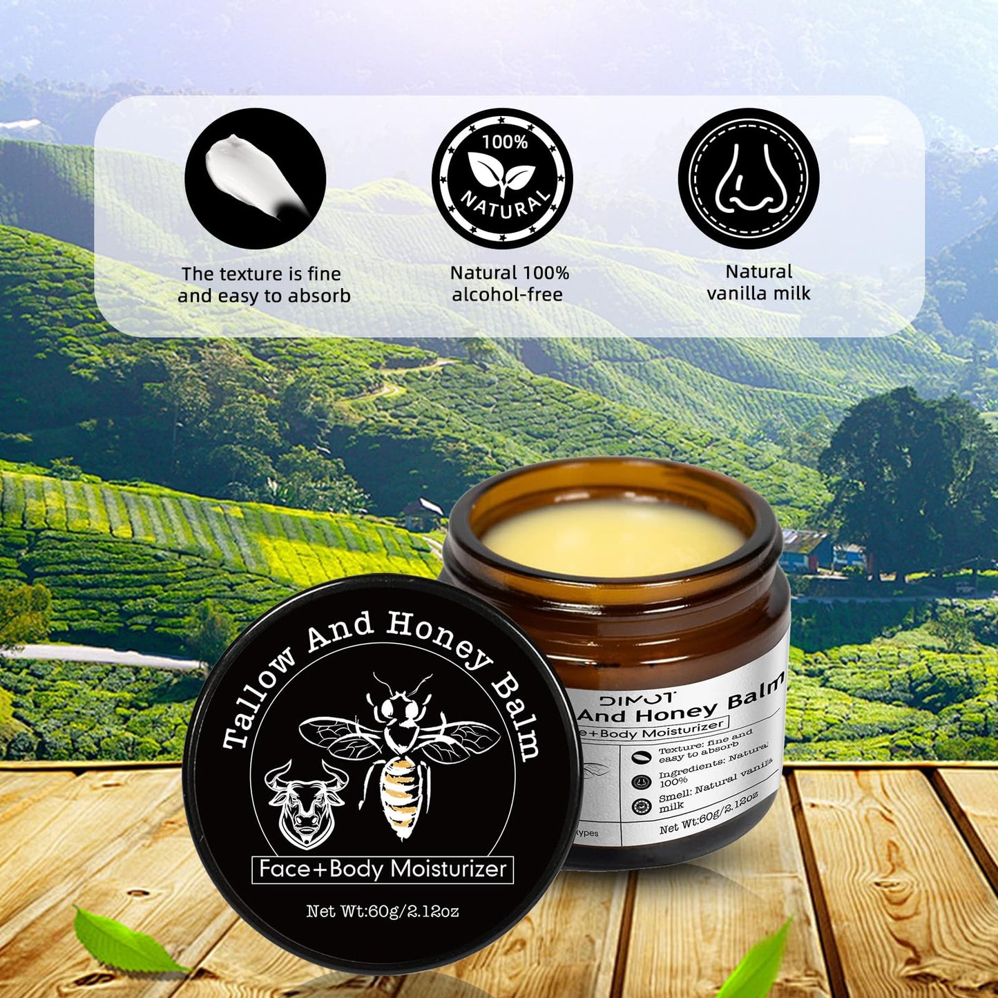 Tallow and Honey Balm for Skin Honey Butter Face & Body Cream For Skin Firming & Hydrating Balm Skin Care Tallow Face Moisturizer Cream (2)