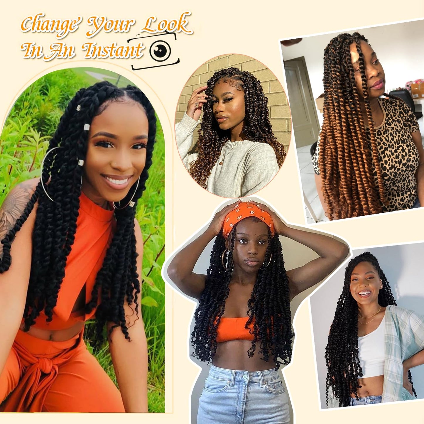 18 Inch Crochet Passion Twist Hair Pre Looped 8 Packs Crochet Hair, Pre Twisted Passion Twist Crochet Hair Ombre Burgundy Synthetic Bohemian Twist Braids Hair for Black Women