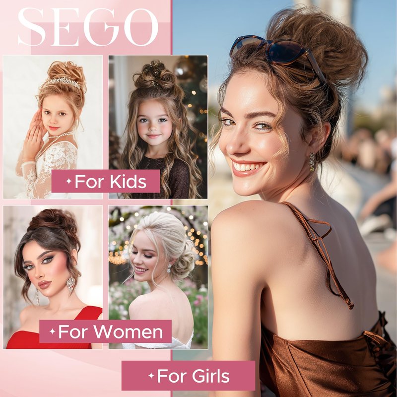 SEGO Messy Human Hair Bun Hairpieces Real Scrunchies 30g Larger Straight Tousled Bun Updo Donut Chignon Ponytail Extensions for Women Girls-1 Count 30g #2R Dark Brown