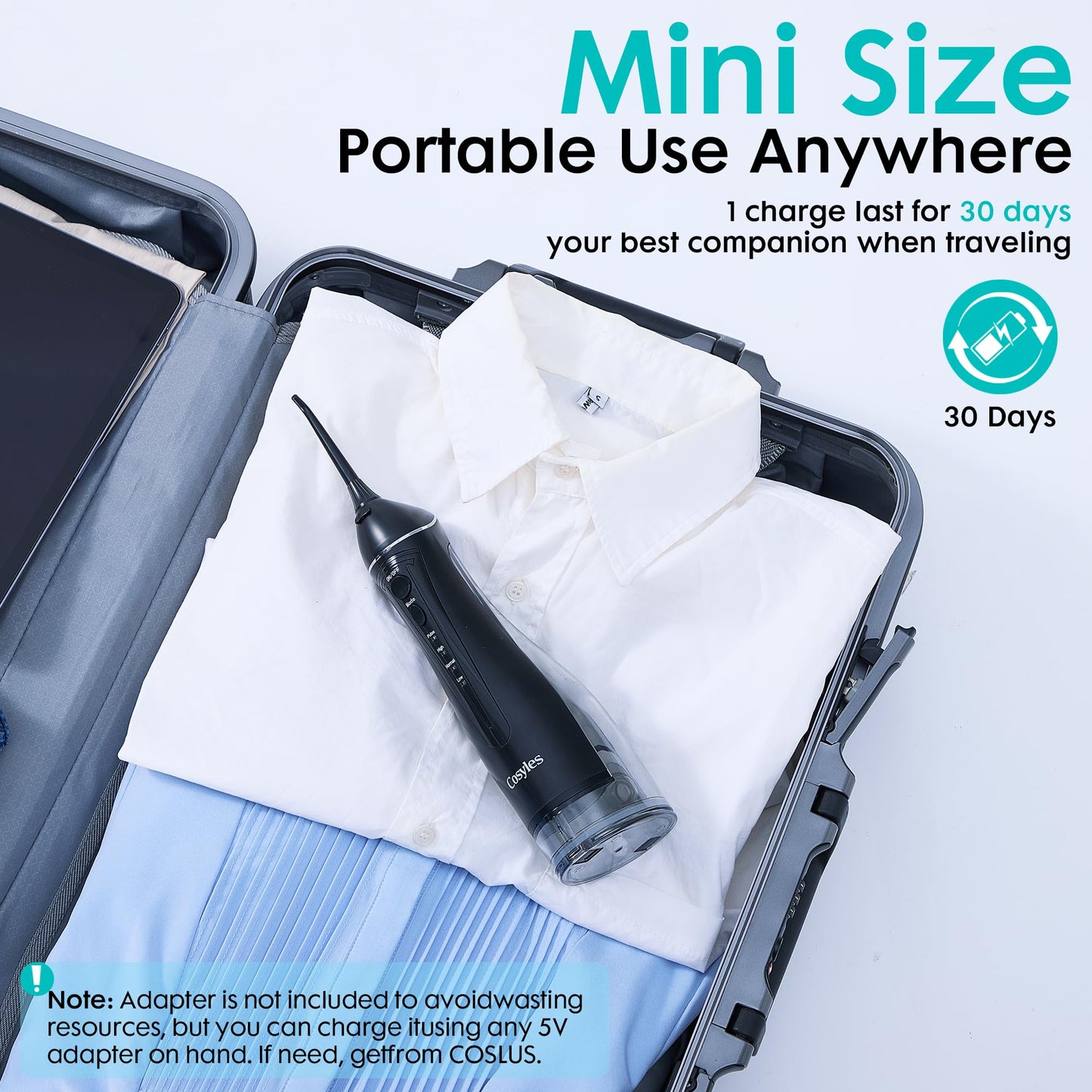 Cosyles Water Dental Flosser -Teeth Pick -With 9 Nozzels, 4 Modes, 300ML Tank - Oral Irrigator –IPX7 Waterproof Electric Water Flosser for Tonsil Stone, Teeth Cleaning, Travel-Friendly, Plaque Remove,