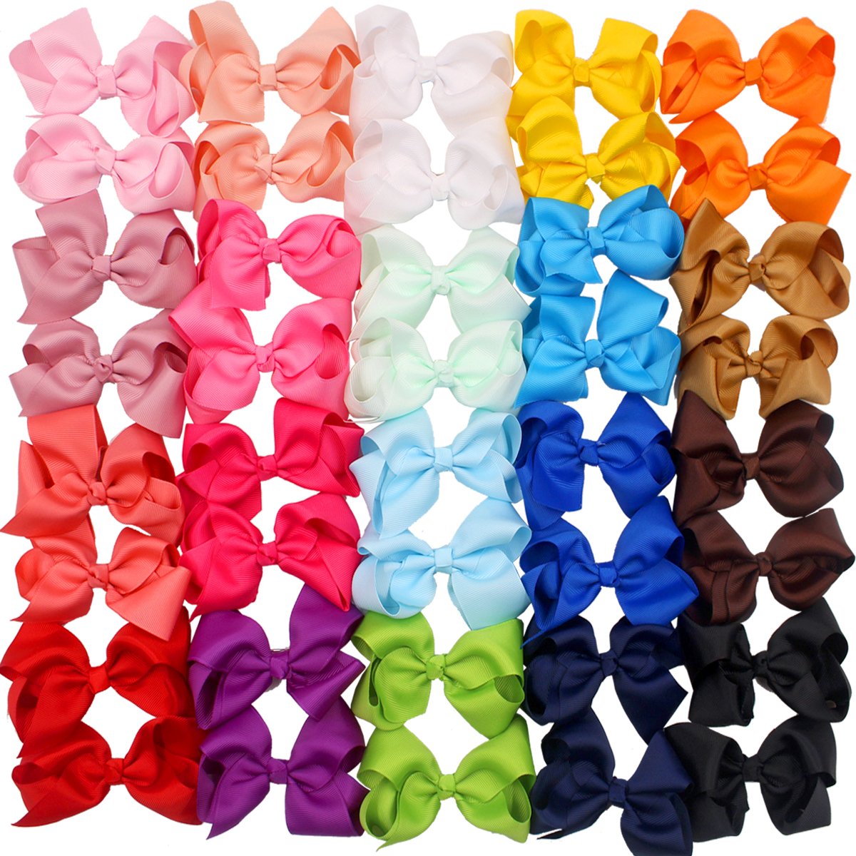 40Pcs 3 inch Hair Bows for Girls Grosgrain Ribbon Toddler Back to School Hair Accessories with Alligator Clips for Baby Girls Kids in Pairs
