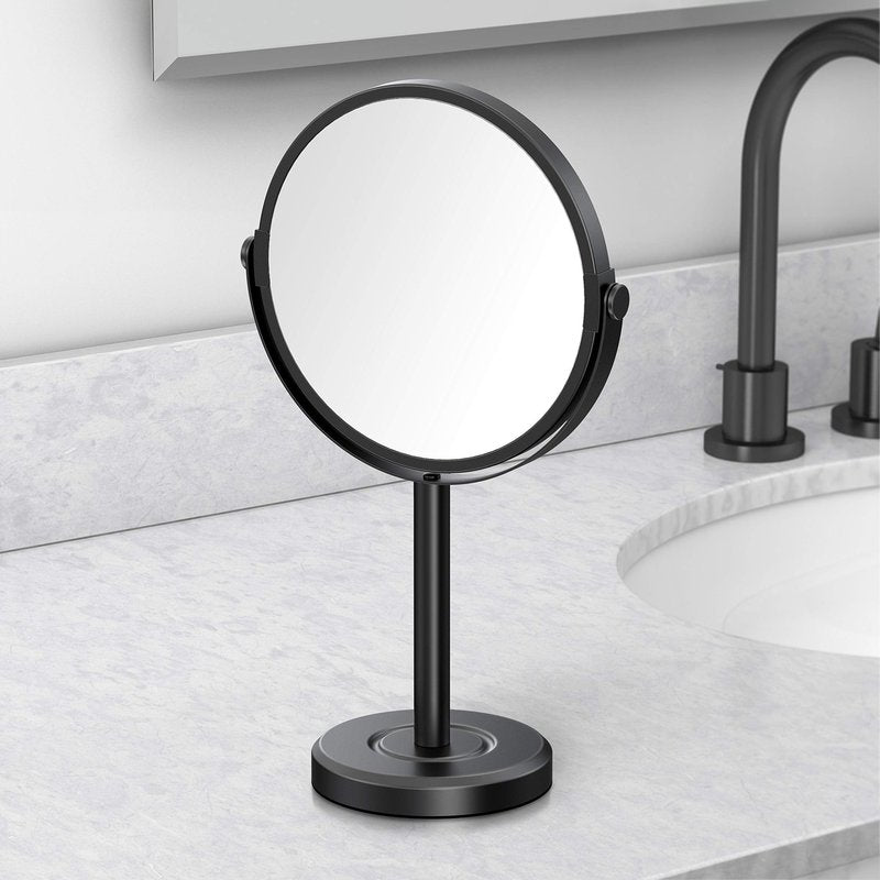 Gatco 1386MX Latitude II Makeup Mirror, Countertop Bathroom Vanity Mirror, 3X Magnification, 360-Degree Swivel, Matte Black