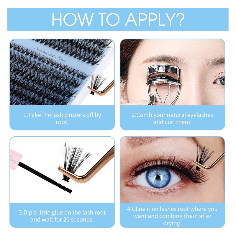 Natural Lash Clusters - 280 PCS D Curl Mink Eyelash Extensions | Soft & Natural DIY Lashes (8-16mm)
