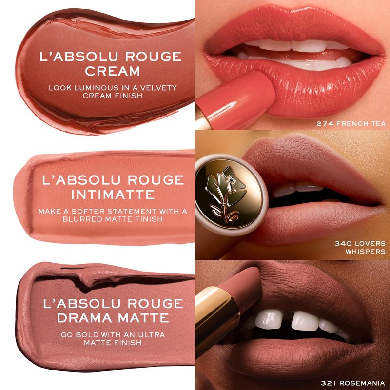 Lancôme L’Absolu Rouge Drama Matte Lipstick, Ultra Matte Finish, 8HR Full Coverage Color with Ceramides, Hyaluronic Acid, Rose Extracts for Moisture & Comfort, Smudge-Resistant - 196