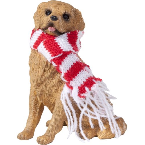 Sandicast Golden Retriever with Red and White Scarf Christmas Ornament