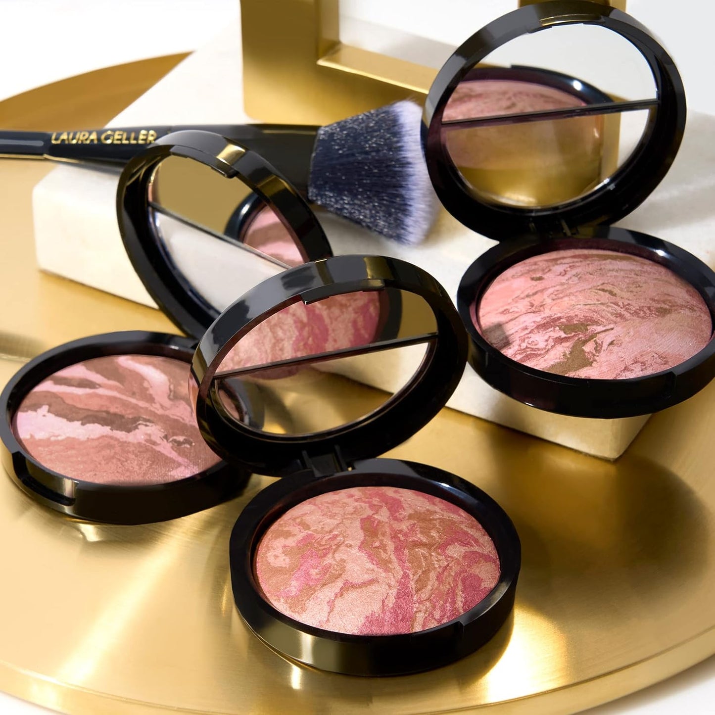 Laura Geller Baked Blush-n-Bronze | Marbleized 2-in-1 Sculpting Bronzer & Blush - Berry Bronze