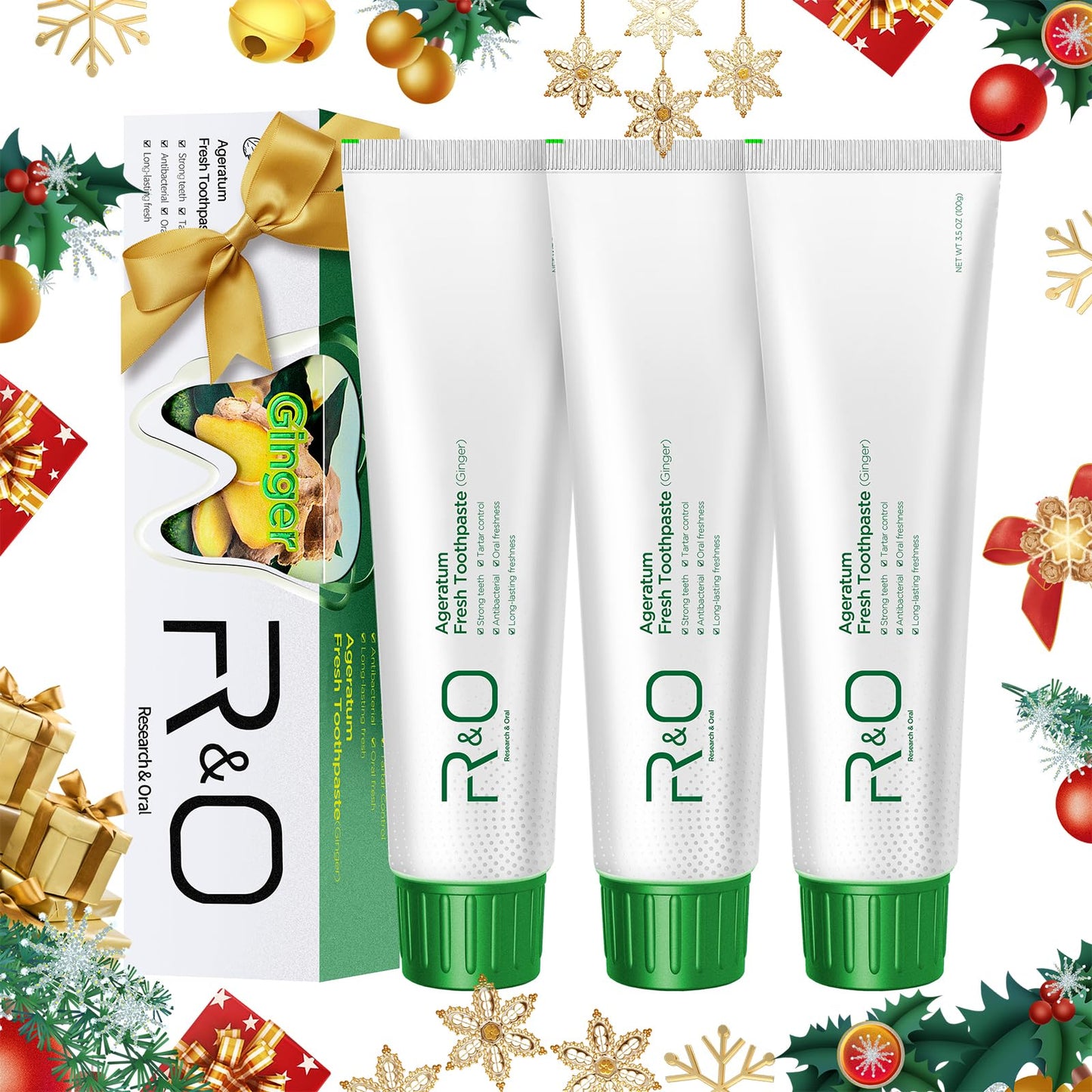 R&O Ginger Mint Fresh Toothpaste, 3.53 oz - A Miracle for Oral Hygiene, Maintains Fresh Breath, Relieves Oral Discomfort, Removes Dental Plaque (3)