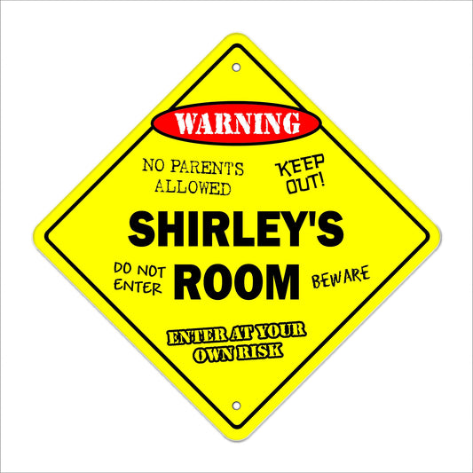 Shirley's Room Sign Crossing Zone Xing | Indoor/Outdoor | 12" Tall Kids Bedroom Decor Door Children's Name boy Girl