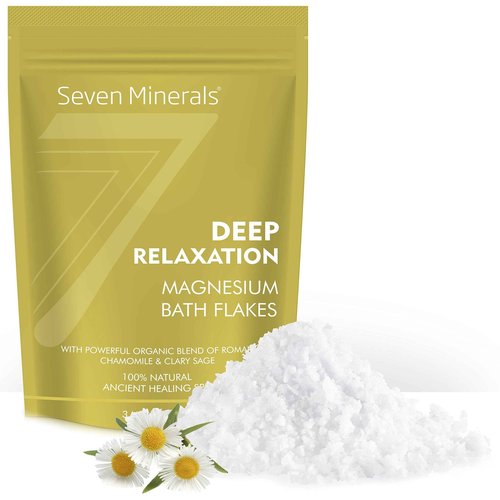 Seven Minerals Deep Relaxation Magnesium Chloride Flakes 3lb – Absorbs Better Than Epsom Salt - Unique Full Bath Soak Formula for Stress and Relaxing with Roman Chamomile & Clary Sage