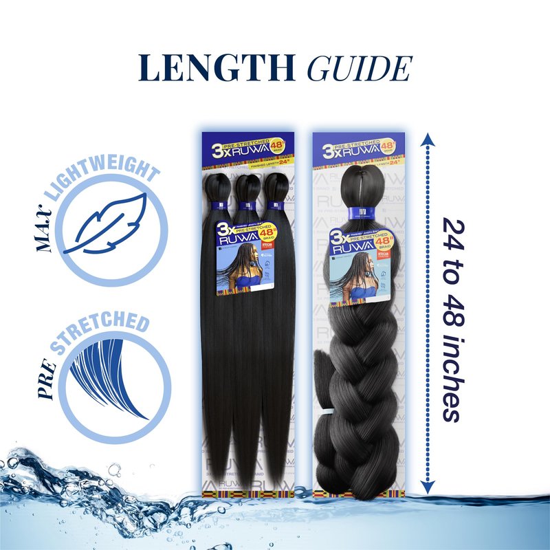 Sensationnel Ruwa prestretched braiding hair - 3x 48 inch water repellent kanekalon fast dry synthetic sports itch free (5 pack, 27 HONEYBLONDE)