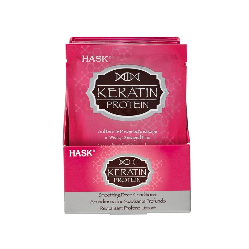 HASK Keratin Smoothing Deep Conditioner Treatments - Color Safe, Gluten-Free, Sulfate-Free | Pack of 12