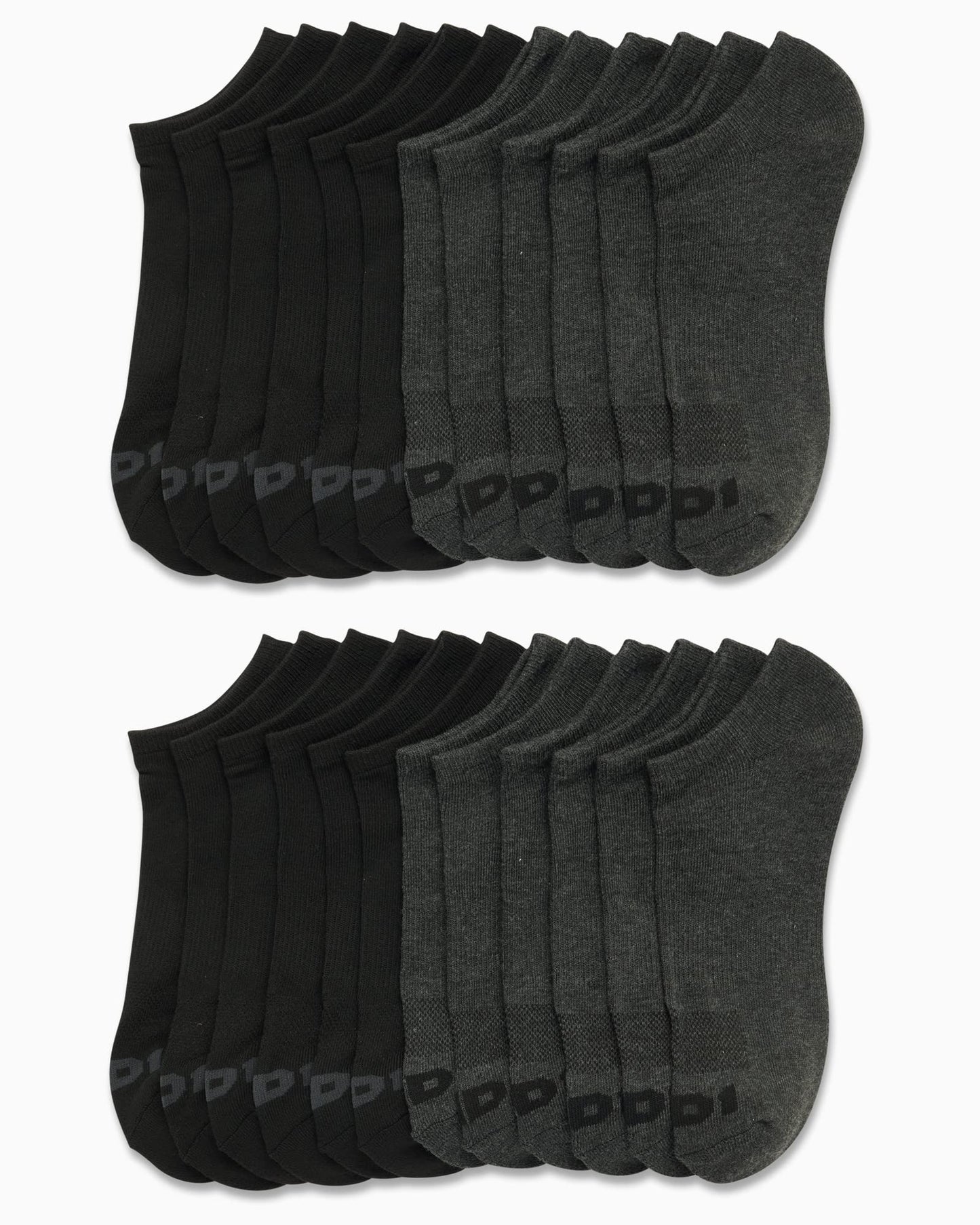 AND1 Men's Athletic Socks - Cushion Comfort No Show Socks (24 Pack), Size 6-12.5, Grey/Black