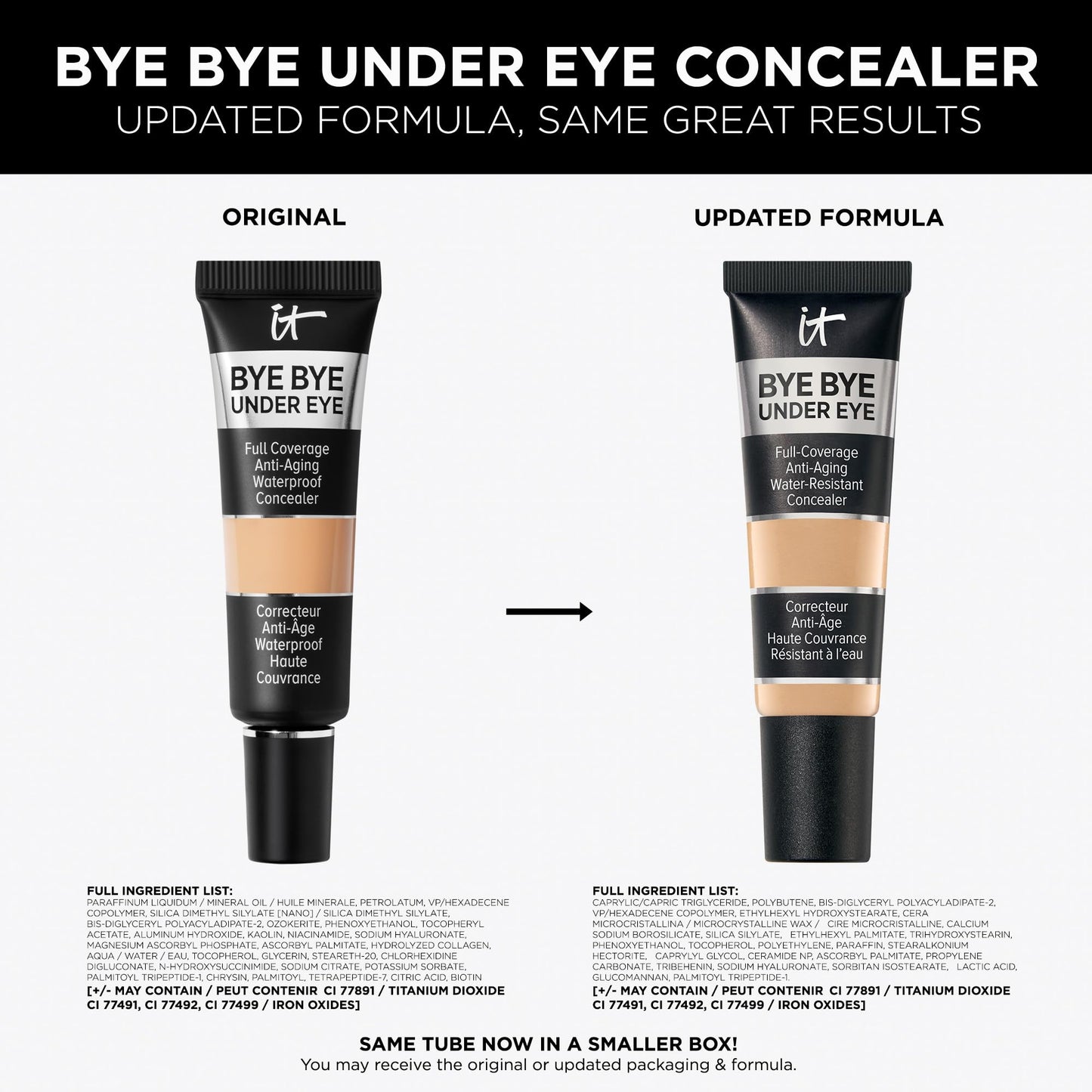 IT Cosmetics Bye Bye Under Eye Concealer (Rich Golden) - Waterproof, Full Coverage Brightening Concealer For Dark Circles, Fine Lines, Redness & Discoloration, Anti-Aging, 24H Wear - 0.4 fl oz
