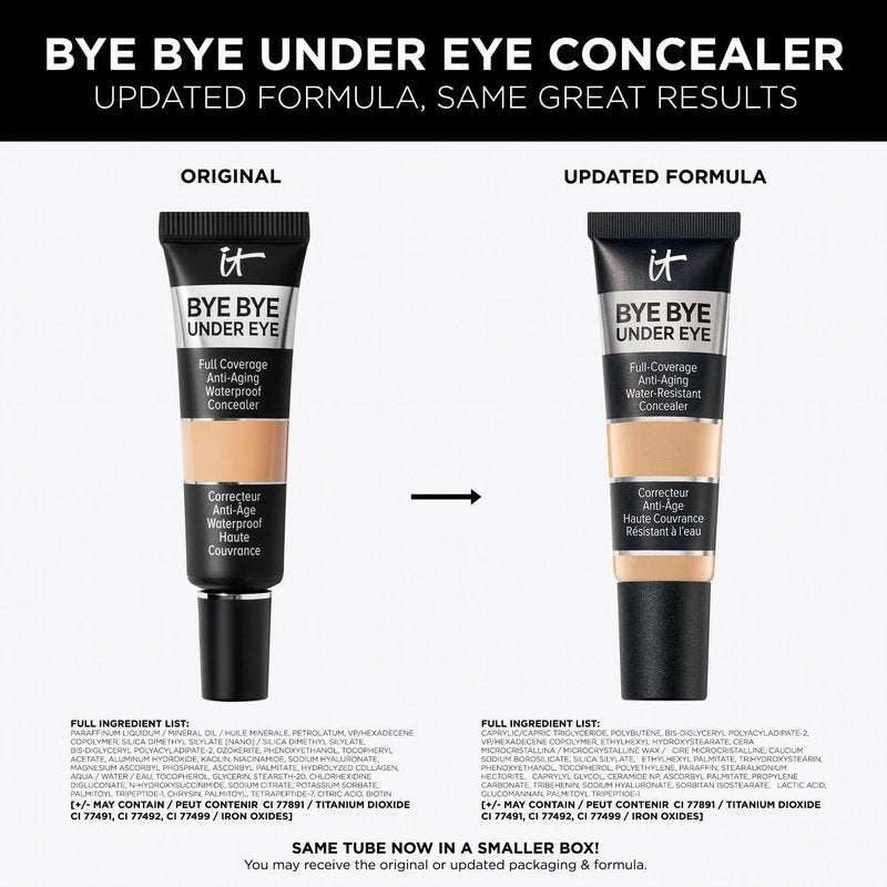 IT Cosmetics Bye Bye Under Eye Concealer (Light) - Waterproof, Full Coverage Brightening Concealer For Dark Circles, Fine Lines, Redness & Discoloration, Anti-Aging, 24H Wear - 0.4 fl oz