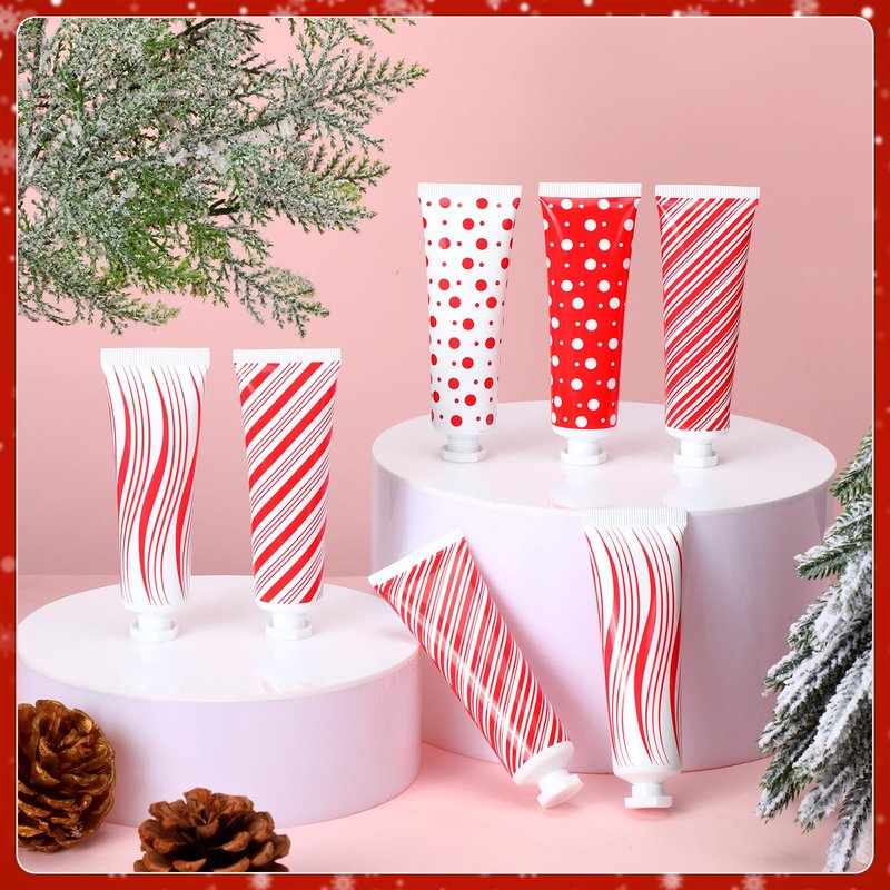 Dansib 50 Pcs Christmas Hand Cream Bulk Mini Hand Lotion Candy Cane Scented Peppermint Lotion Christmas Stocking Stuffers Bulk Holiday Gifts Employee Staff Teacher Appreciation Gifts for Coworkers