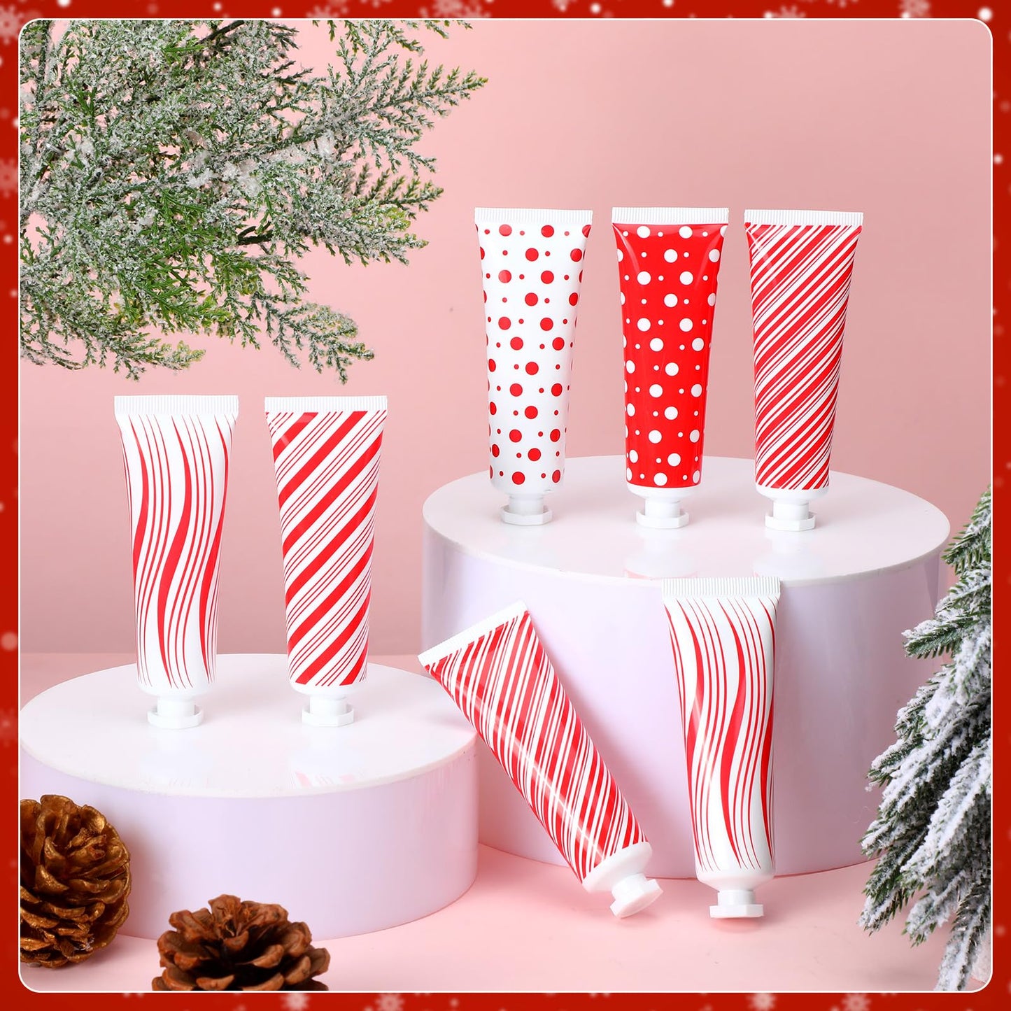 Dansib 50 Pcs Christmas Hand Cream Bulk Mini Hand Lotion Candy Cane Scented Peppermint Lotion Christmas Stocking Stuffers Bulk Holiday Gifts Employee Staff Teacher Appreciation Gifts for Coworkers