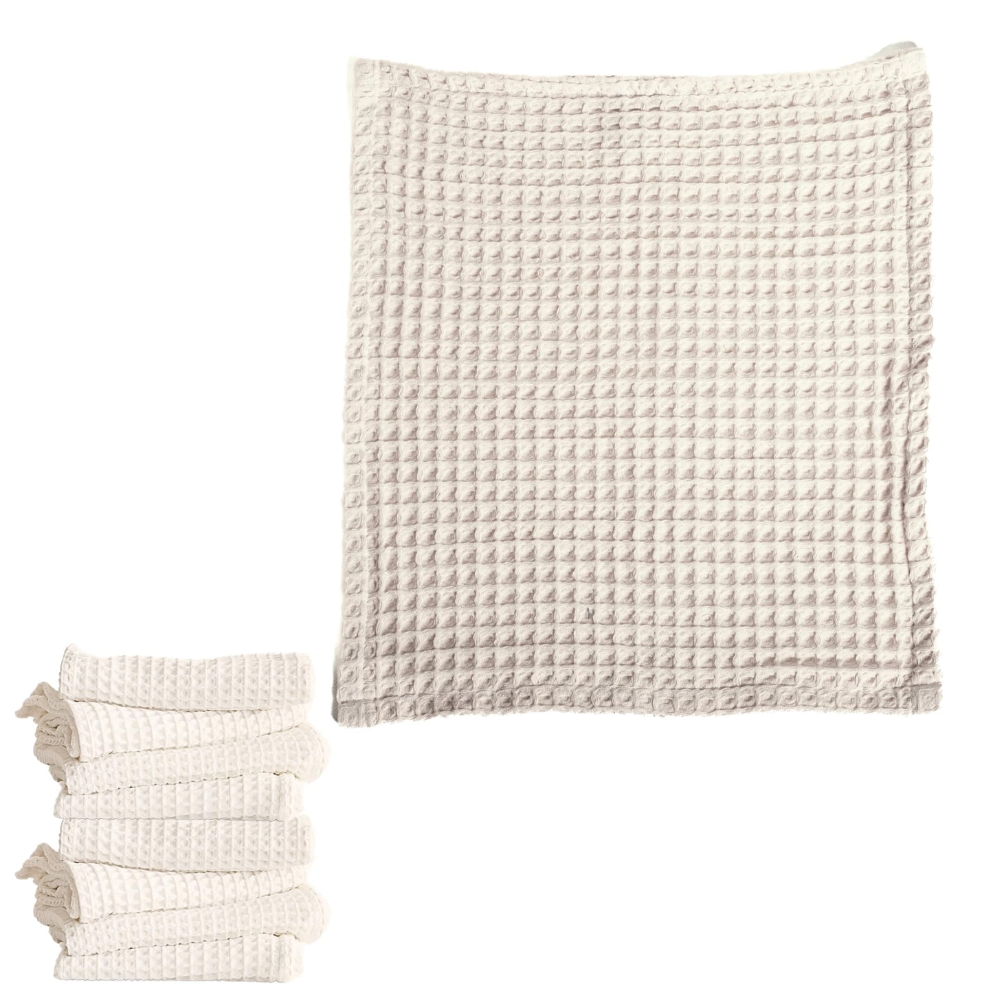 Viva Maison Premium 100% Turkish Cotton Wash Cloths & Face Towels Pack of 8, Luxury Turkish Waffle Washcloth Ideal for Bath, Makeup, Kitchen (Gray, Set of 8 Washcloths)