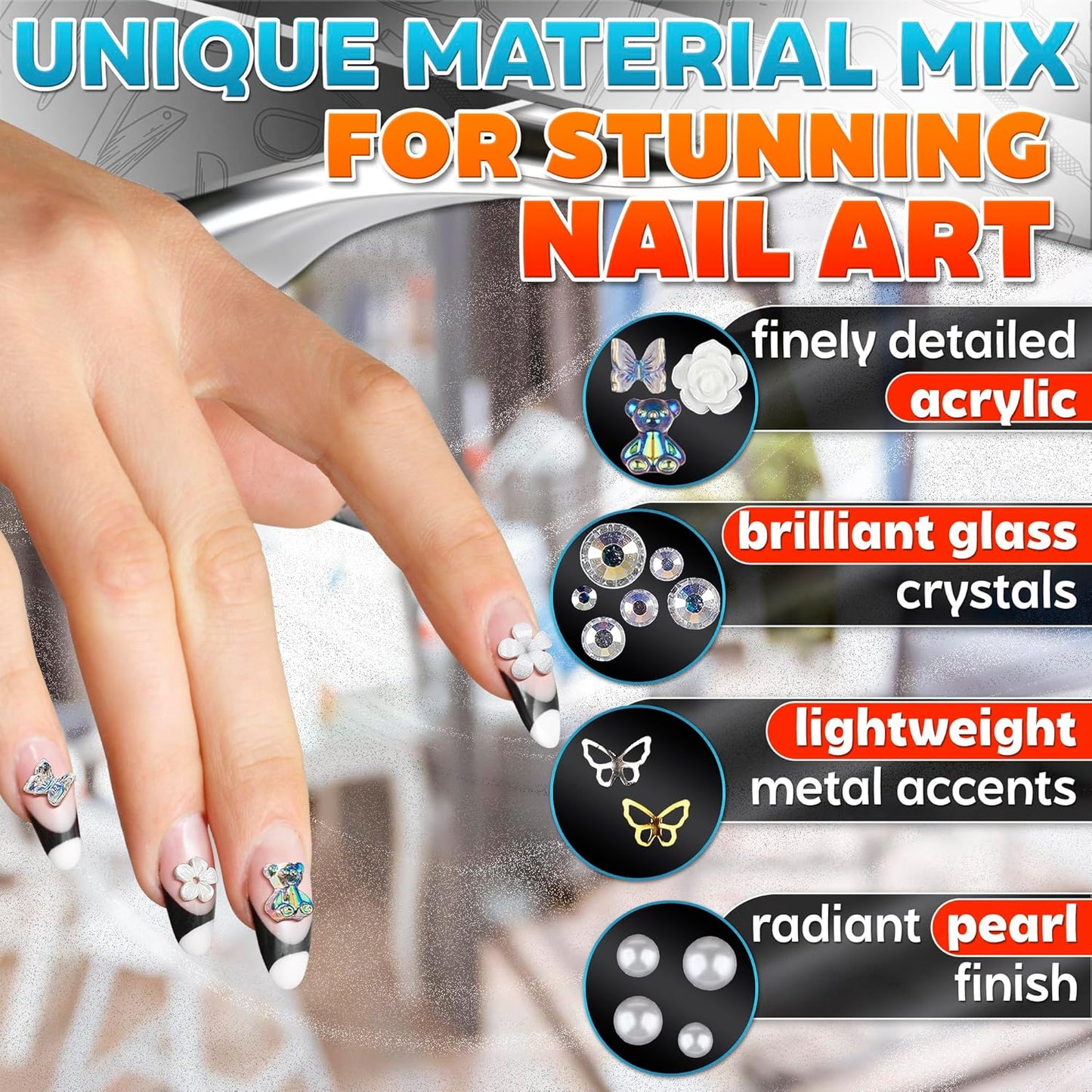 100 Pcs Silver Cross Nail Charms and Gems – 3D Acrylic Cross Charms for Nails for DIY & Professional Manicure – Easy-to-Apply & Durable Nail Decorations, Versatile for Y2K & Nail Studs