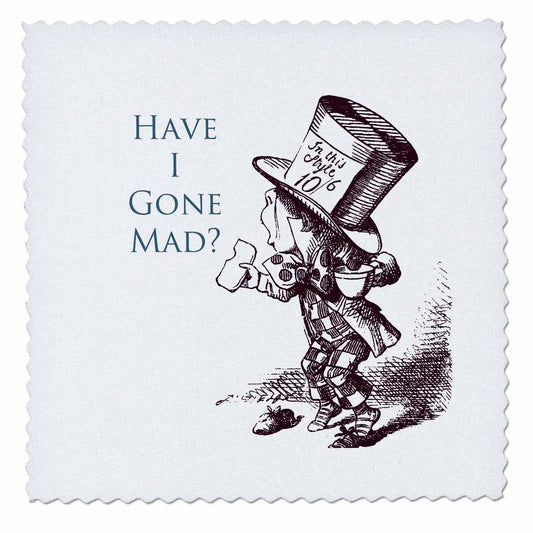 3dRose qs_110410_3 Mad Hatter Have I Gone Mad Alice in Wonderland Quilt Square, 8 by 8"
