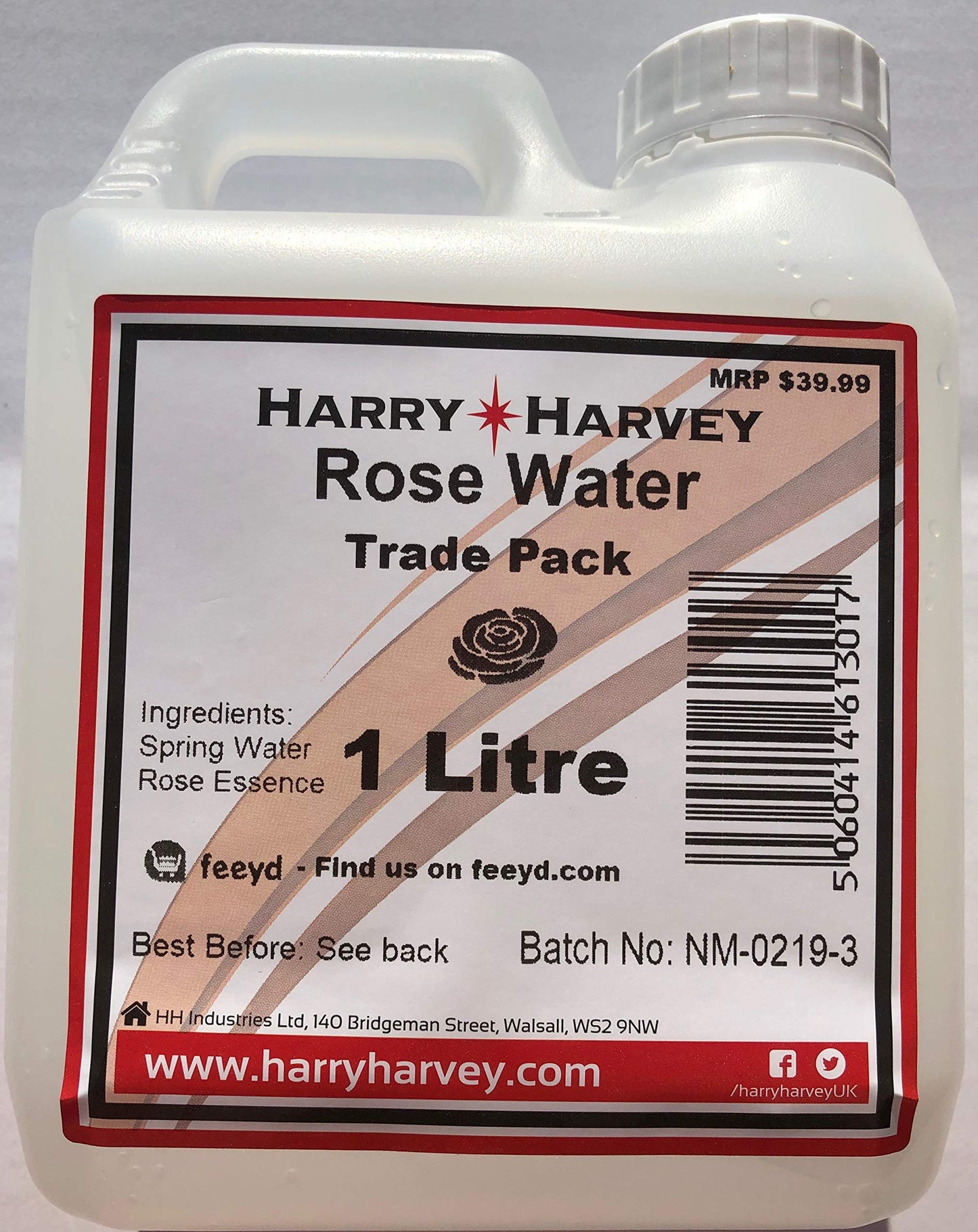 Rose Water Rosewater Culinary and Salon, rose water toner 1 litre for hair, face, locs and cooking, 1L 1000ml - Harry Harvey - 35oz