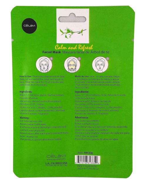 Celavi Essence Facial Mask Paper Sheet Korea Skin Care Moisturizing 24 Pack (Tea Tree)