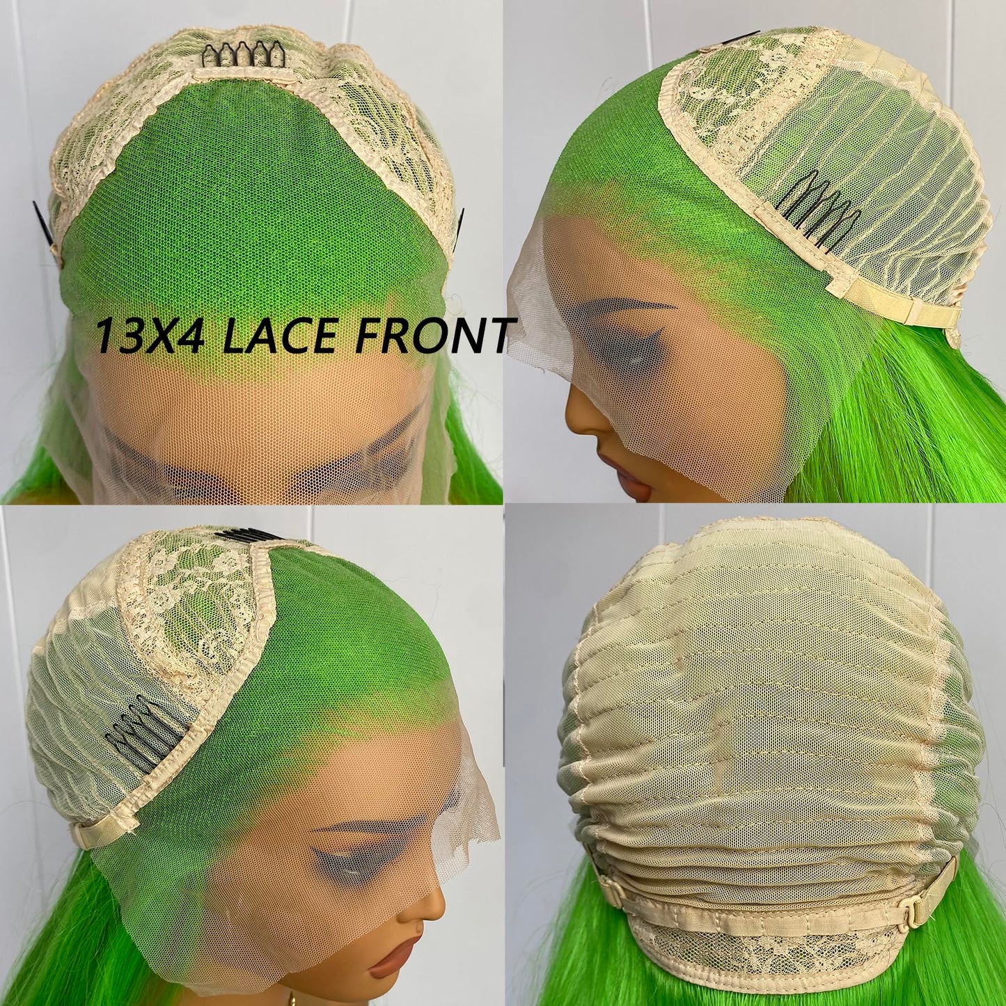 RONGDUOYI Green Long Wavy Synthetic Lace Front Wigs for Women with Side Part Pre Plucked Loose Wave Wig Heat Friendly Fiber Hair Halloween Costume Cosplay Wig 24Inch