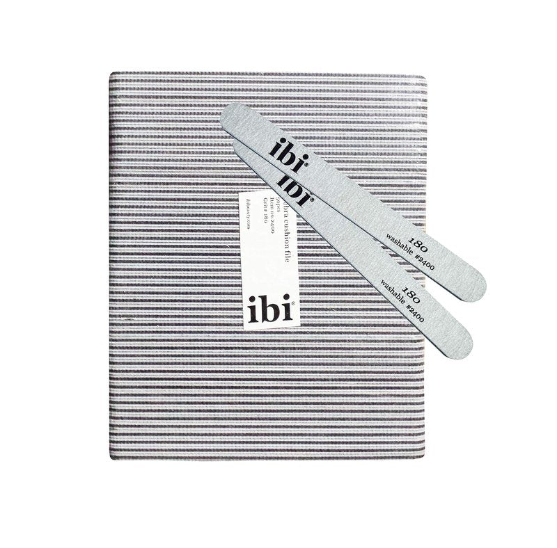IBI 180 Zebra Cushion File | Grit 180/180 | Washable Nail File (50PCS)