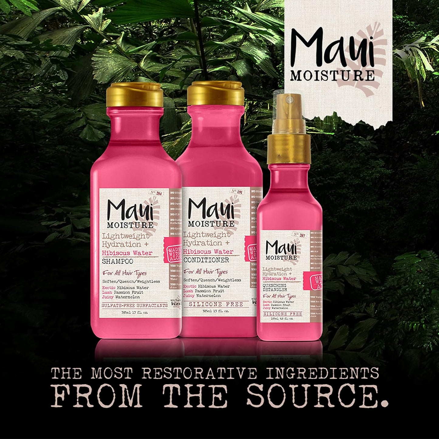 Maui Moisture Lightweight Hydration + Hibiscus Water Conditioner, Nourishing Aloe Vera Conditioner Softens & Quenches Hair, Vegan & Silicone-Free, 13 Fl Oz