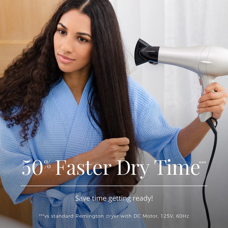 Remington Shine Therapy Hair Dryer with Argan Oil & Keratin, 1875W Ionic Blow Dryer for Frizz Control & Smooth Shine, Ceramic Technology, Lightweight Hair Dryer with Diffuser & Concentrator