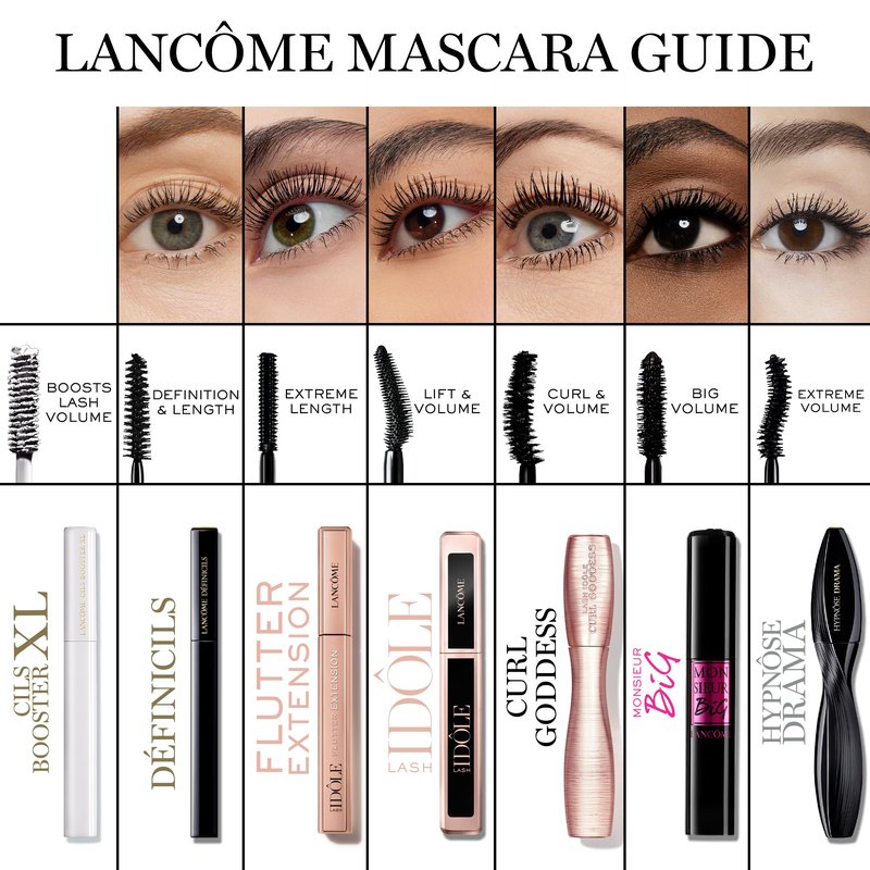 Lancôme Curl Goddess Mascara 01 Black – Volumizing & Curling Mascara for Dramatic Lashes, 1.5x Curl Boost, +800% Volume, 30H Hold, Clump-Free, Weightless, Fanned-Out Lashes, Full Size