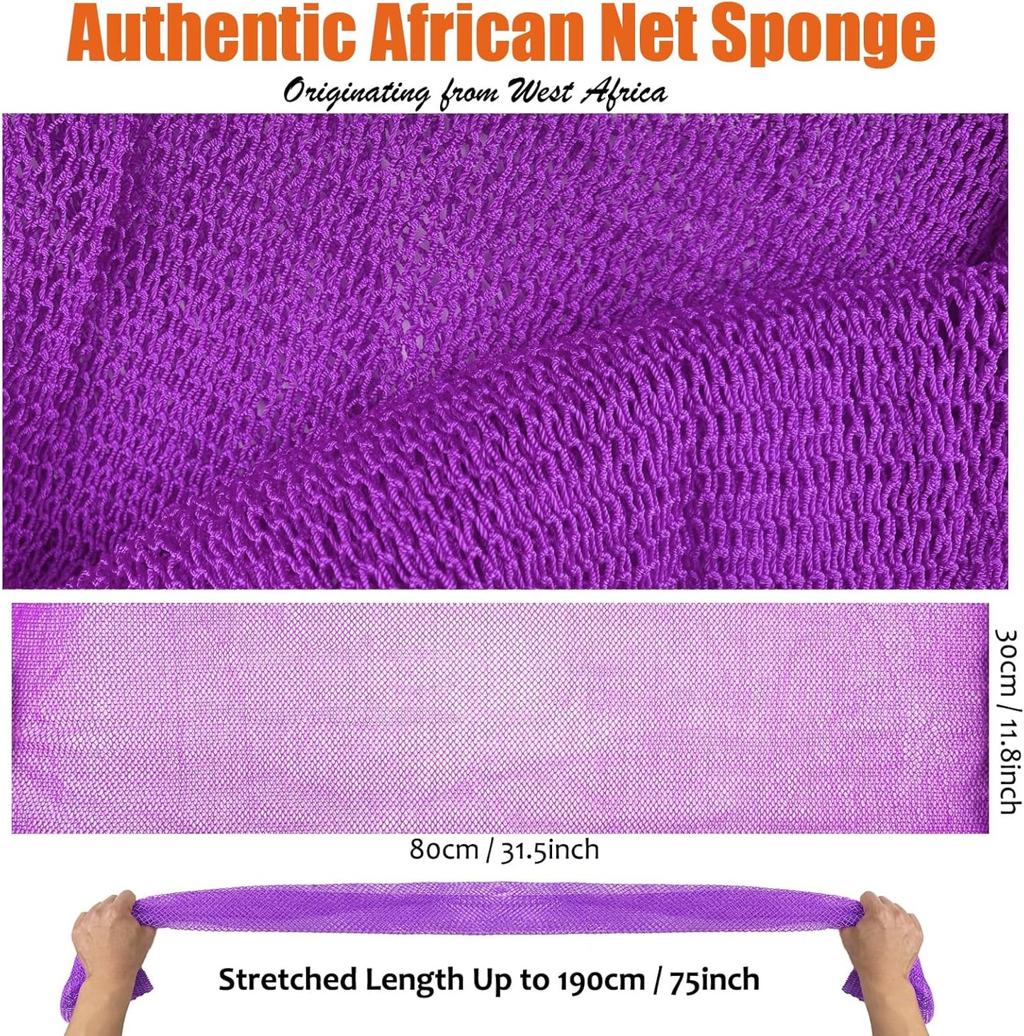Unifab African Net Sponge Authentic Real African Exfoliating Net Bath Sponge Wash Cloth Exfoliating Washcloth African Net Cloth Body Scrubber for Shower Pink