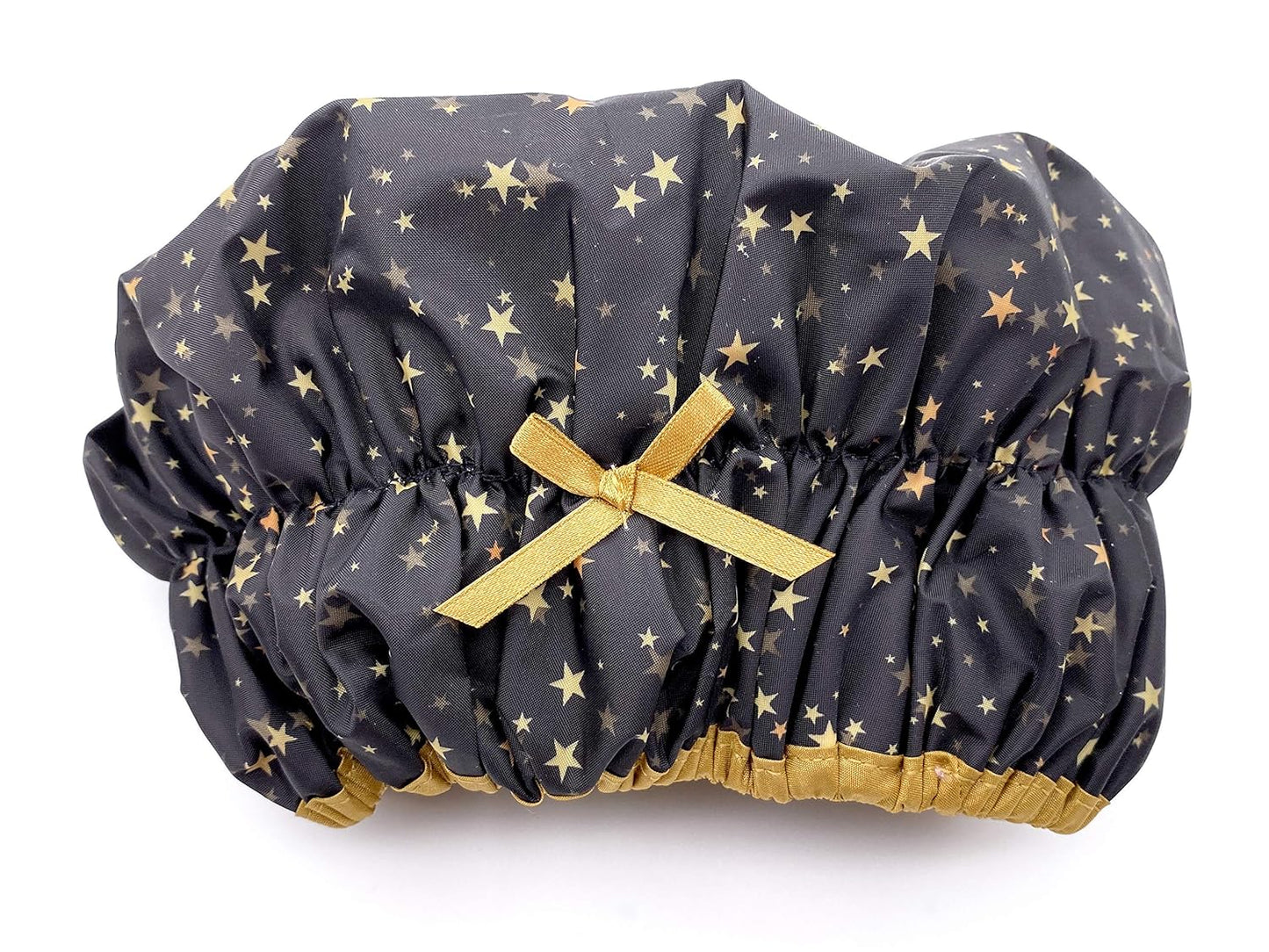 Reusable Shower Cap & Bath Cap & Lined, Oversized Waterproof Shower Caps Large Designed for all Hair Lengths with PEVA Lining & Elastic Band Stretch Hem Hair Hat - Fashionista Deco Dots