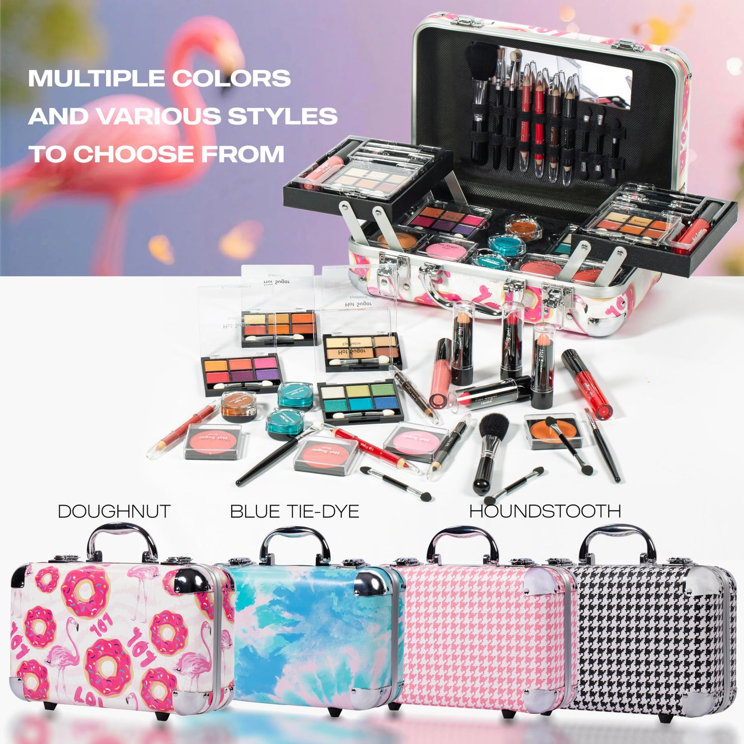 Hot Sugar All-in-One Makeup Kit for Adults and Girls (Pink Houndstooth)