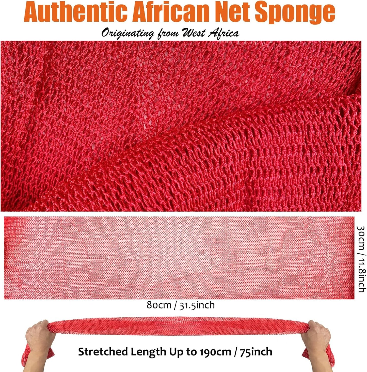 Unifab African Net Sponge Authentic Real African Exfoliating Net Bath Sponge Wash Cloth Exfoliating Washcloth African Net Cloth Body Scrubber for Shower Pink