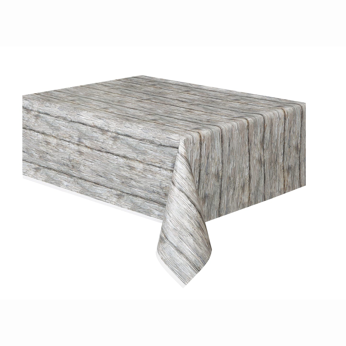 Gray Rustic Wood Rectangular Plastic Table Cover (54" x 108") 1 Count - Elegant Design & Premium Quality, Ideal For Parties, Events & Everyday Use