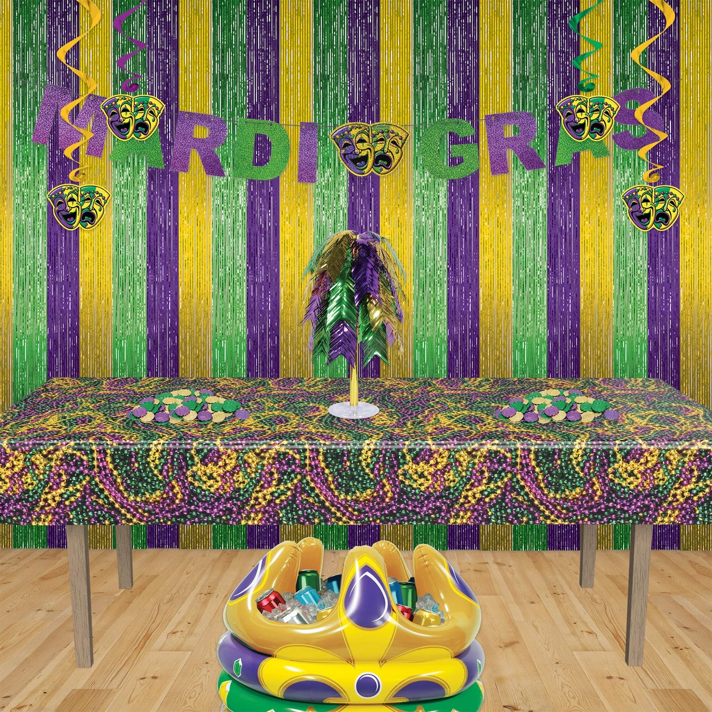 Beistle Mardi Gras Beads Tablecover