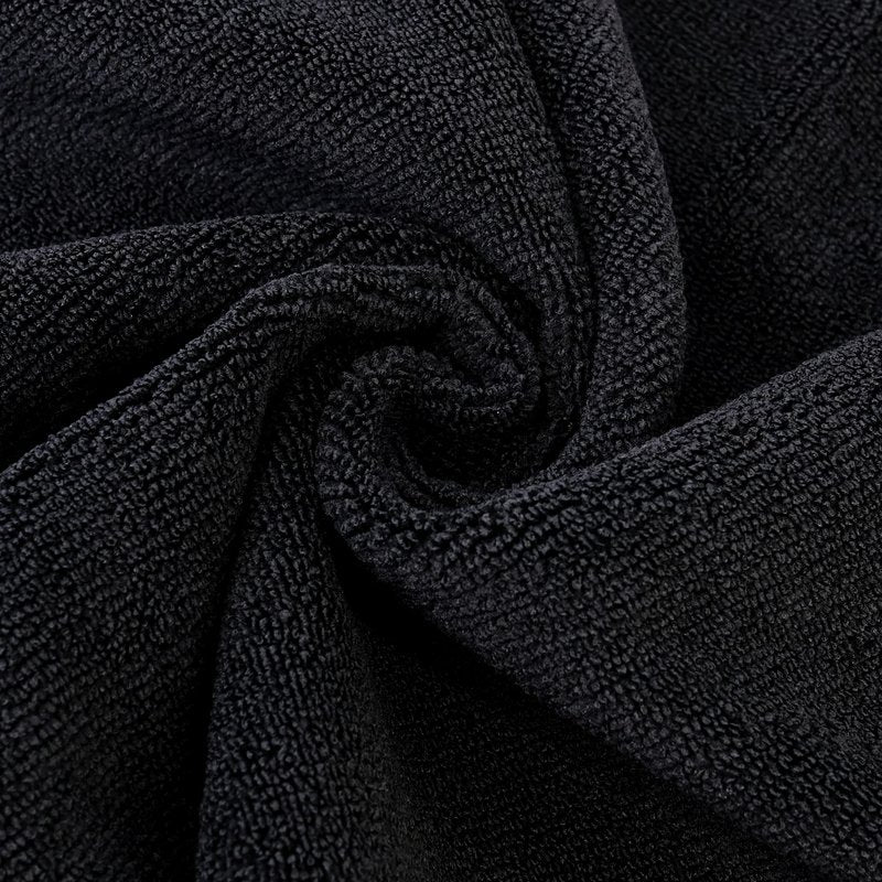 POLYTE Professional Quick Dry Lint Free Microfiber Hair Drying Salon Towel, 16 x 29 in, 12 Pack (Black)