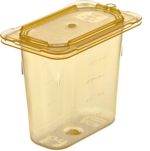 Carlisle FoodService Products 10536U13 StorPlus High Heat Universal Flat Surface Food Pan Lid, Ninth Size, Amber