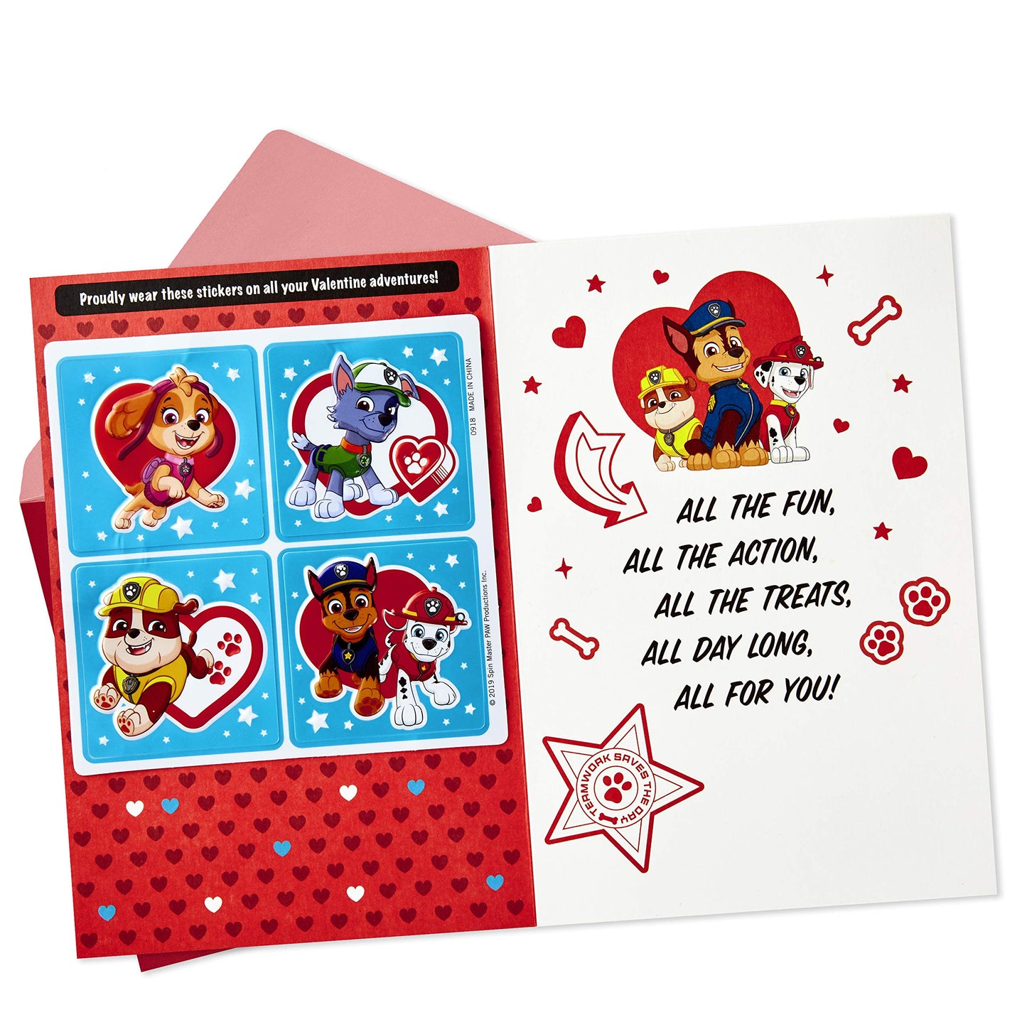 Hallmark Paw Patrol Valentines Day Card for Kids with Stickers (Ready for Adventure)